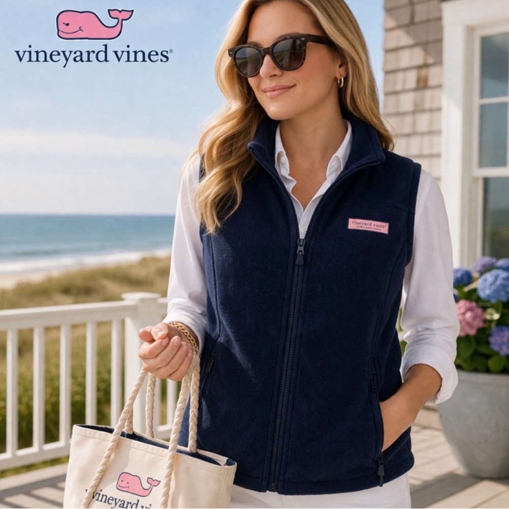 Vineyard Vines Navy Blue Fleece Vest